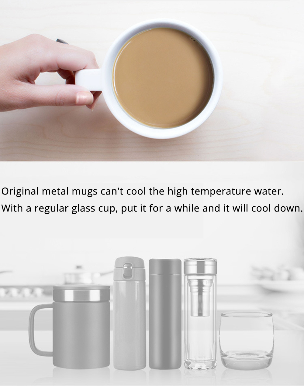 MGeek-MK1 Intelligent Thermos Cup With Charging Board 55-degree Wireless Charging Water Cup Ceramic Mug - White