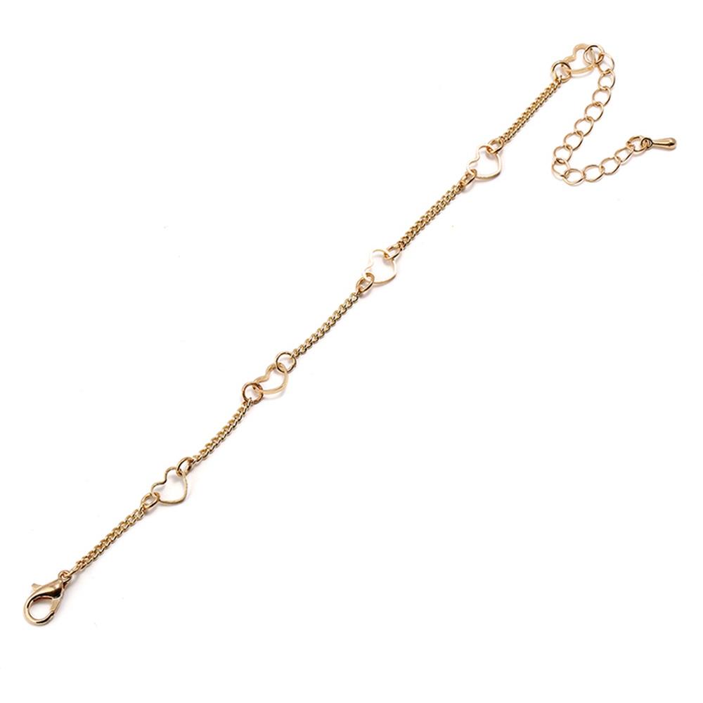Women's Fashion Beautiful Stylish Simple Style Heart-shaped Circle Hand Jewelry Bracelet - Gold