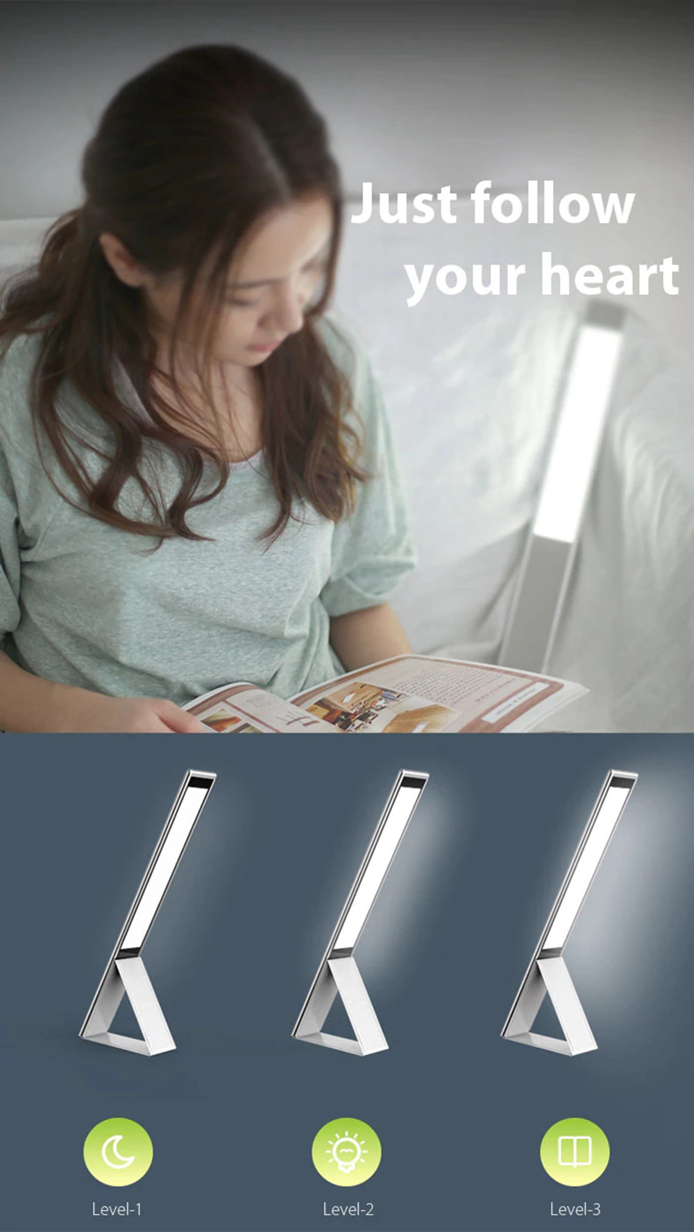 IPUDA X1 Eye-protective LED Desk Lamp Rechargeable Foldable Touch Control Makeup Mirror Function - Rose gold