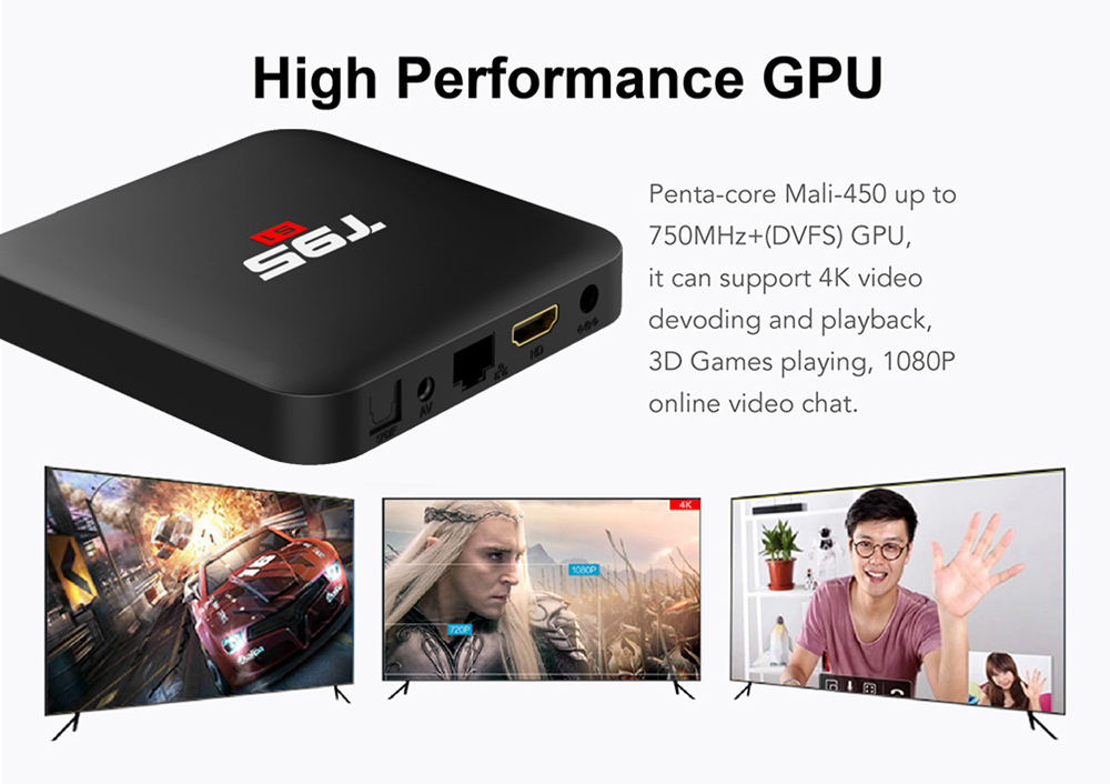 T95 S1 Amlogic S905W 2GB/16GB Android 7.1 KODI 17.6 4K TV BOX 2.4G WIFI LAN VP9 HDMI