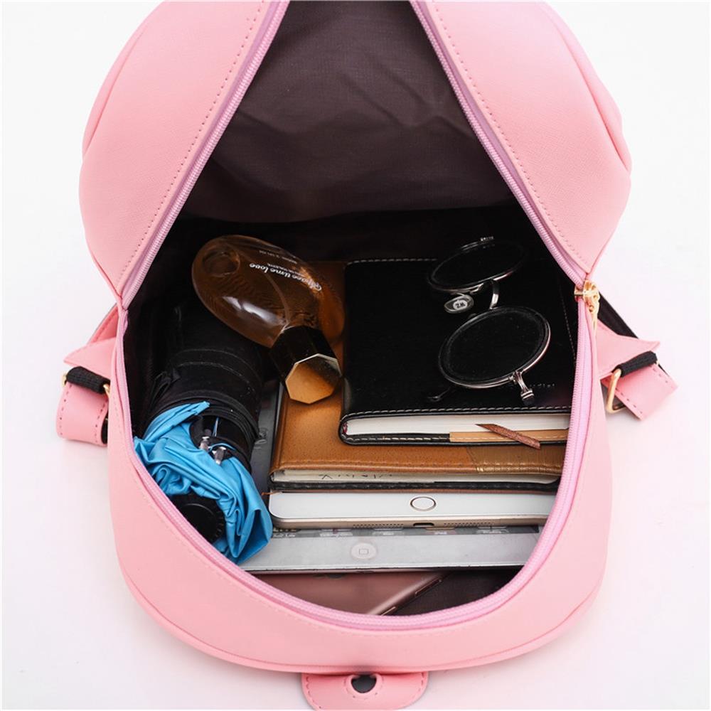 Women's Fashion Lovely Cute Family Backpack Tote Purse Satchel Bag PU Leather Handbags - Black