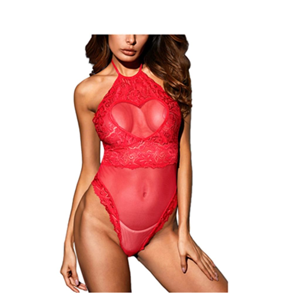 Women Sexy Fashion Lingerie Sexy Underwear Bodysuit Pajamas Size M-Red