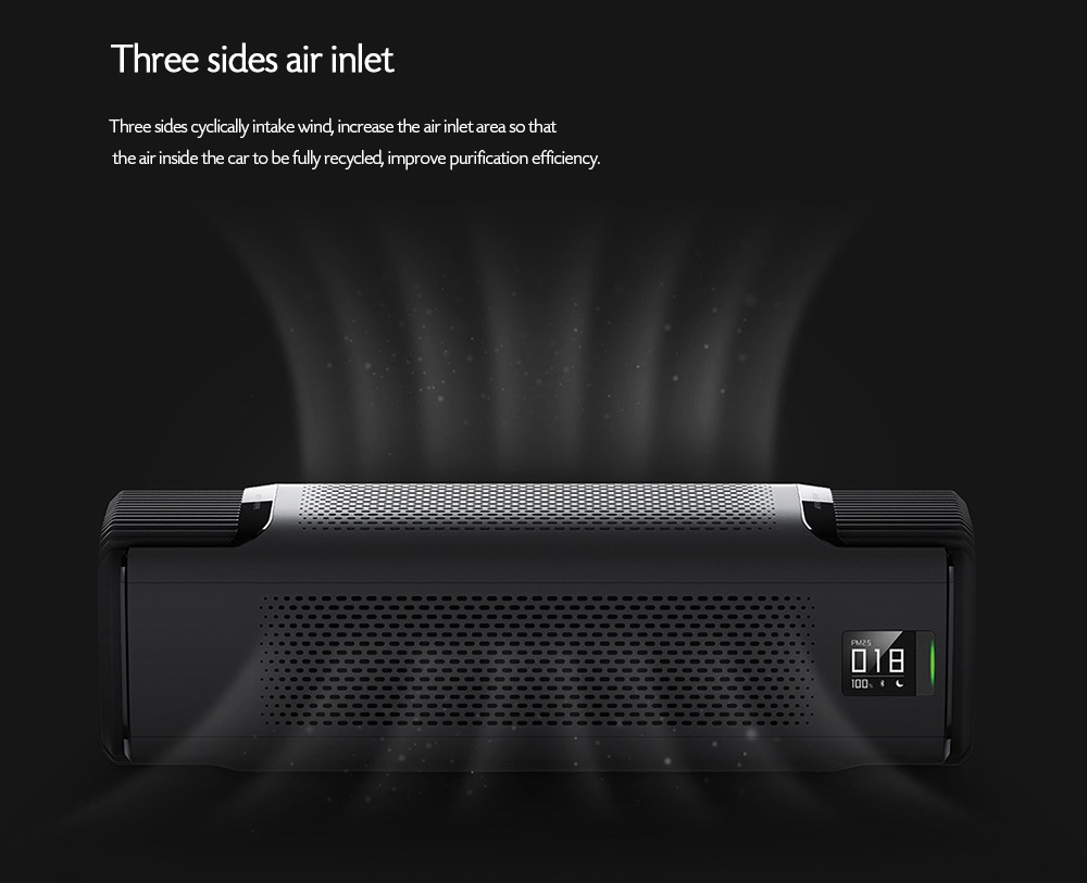 Xiaomi ROIDMI Car Air Purifier CADR Filter Silent Mode Bluetooth V4.1 OLED Display APP Intelligent Control - Black
