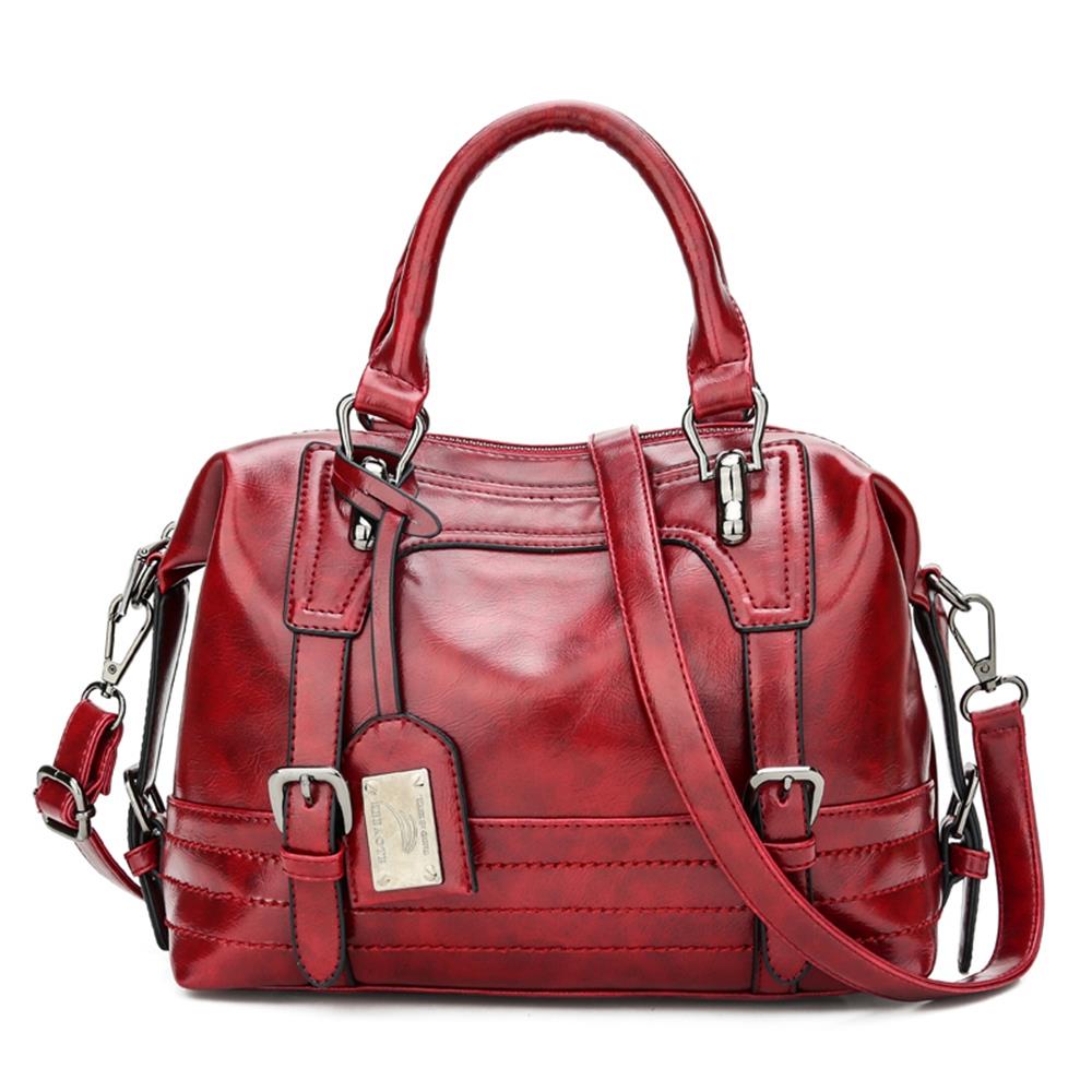 Fashion Tote Purse Satchel Bag PU Leather Bag Women's Handbag-Red