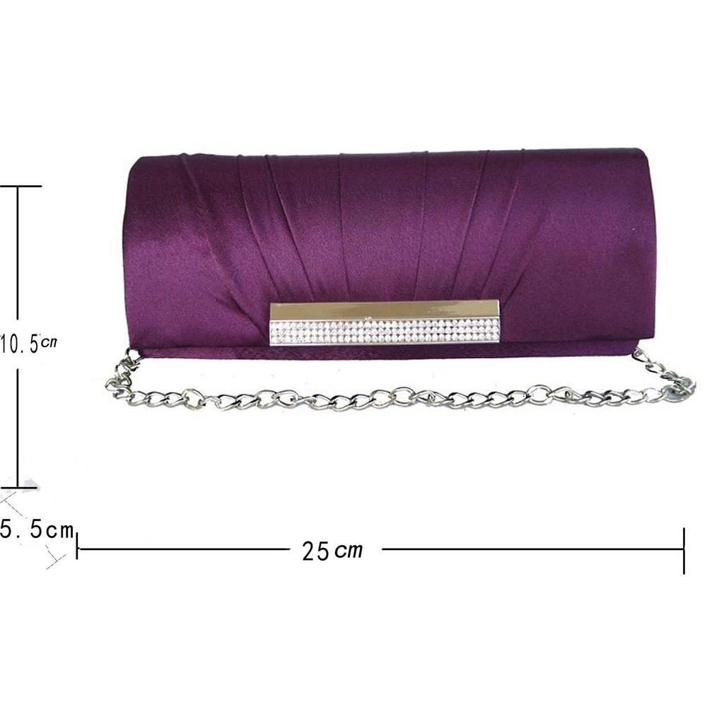 Women Satin Clutch Bag Evening Bridal Bag Wedding Fashion Prom Handbag - Purple