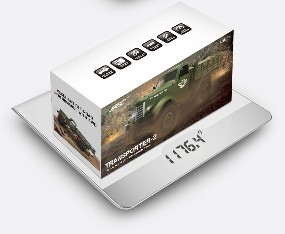 JJRC Q60 Transporter RC Car 2.4G 1:16 6WD Brushed Off-road Military Truck RTR - Army Green