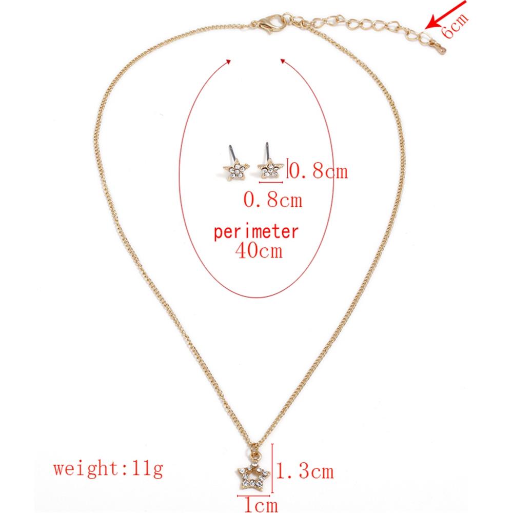 Female Stylish jewelry Star Shape Earrings for Women Pendant Set - Gold