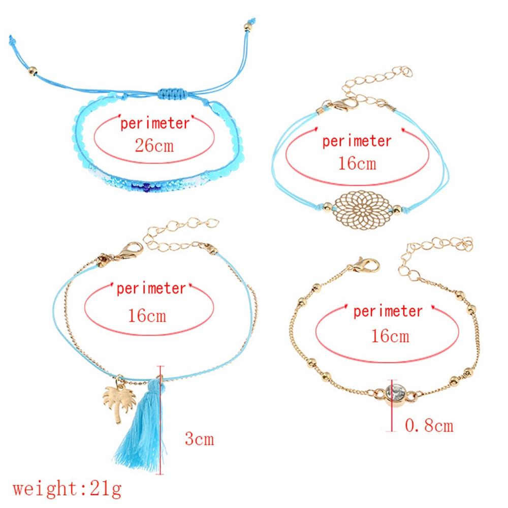 Women's Fashion Beautiful Stylish Jewelry Candy Alloy Leaves Fringed With Diamonds Bracelets - Sky Blue