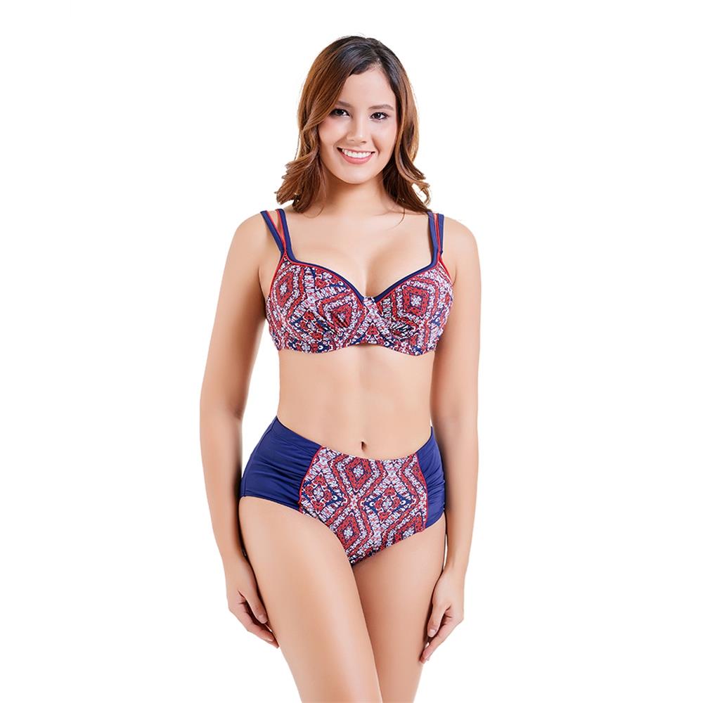 Women's Sexy Fashion Comfortable Swimwear Big Size Swimsuit High Waist Bikini Plus Size XXXL - Red
