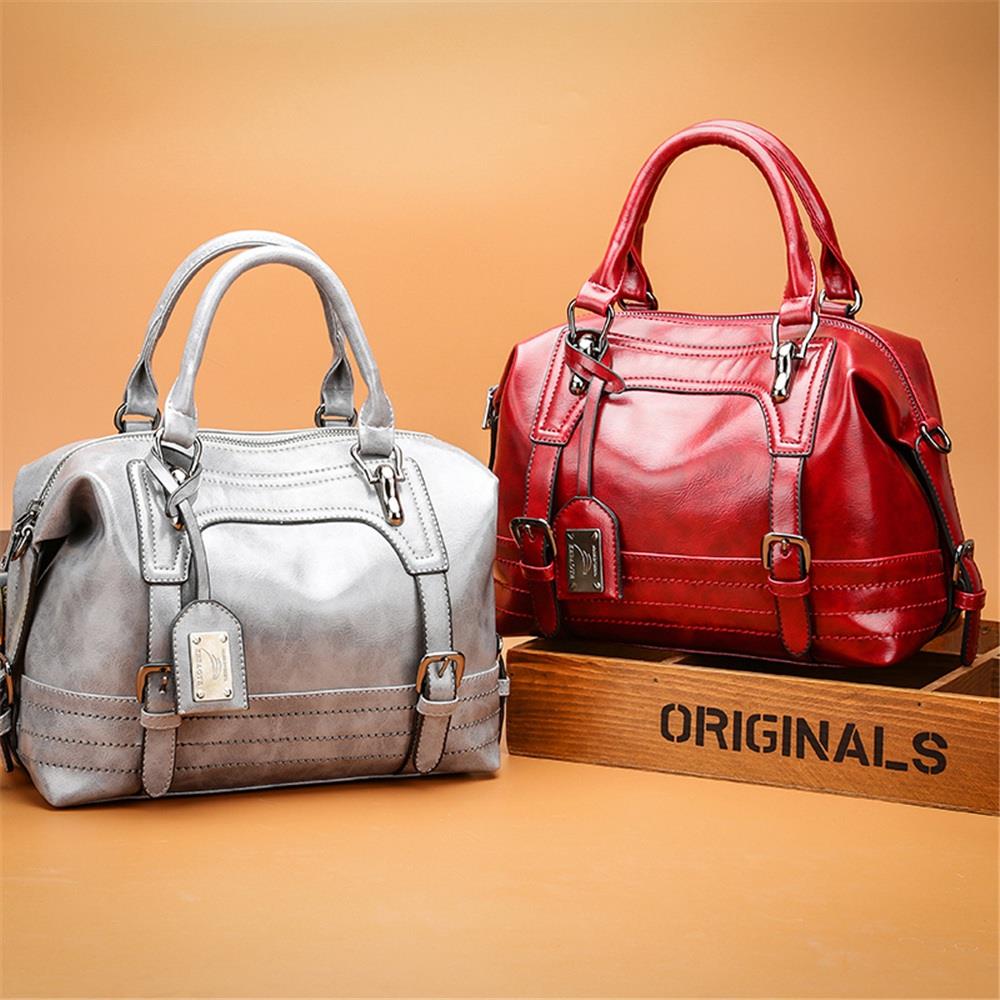 Fashion Tote Purse Satchel Bag PU Leather Bag Women's Handbag-Red