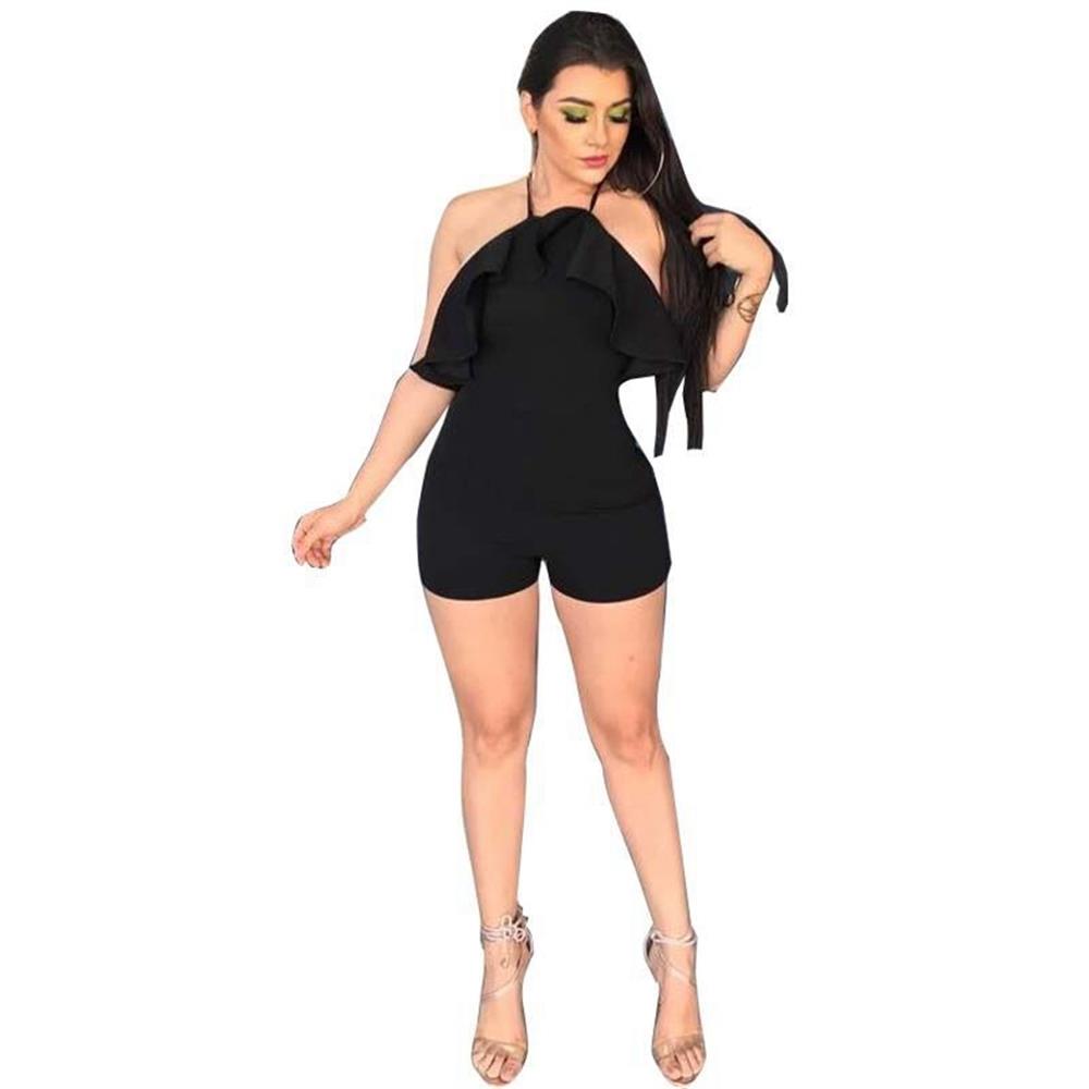 Women Tight Suspenders Strapless Dress Bodysuit for Evening Party Night Club Size L-Black