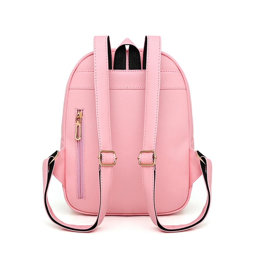 Women's Fashion Lovely Cute Family Backpack Tote Purse Satchel Bag PU Leather Handbags - Pink