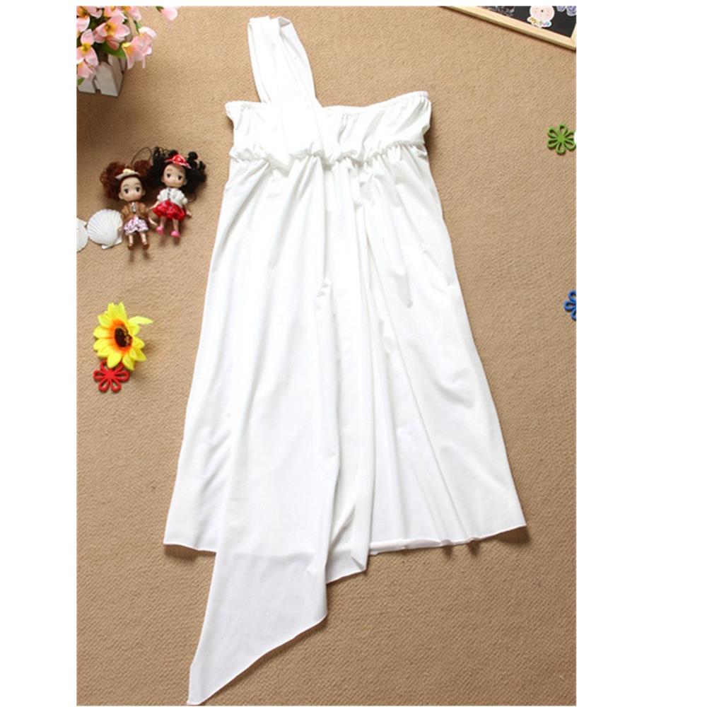 Women's Sexy Fashion Comfortable Formal Prom One Shoulder Chiffon Short Dress Nightclub Size M - White