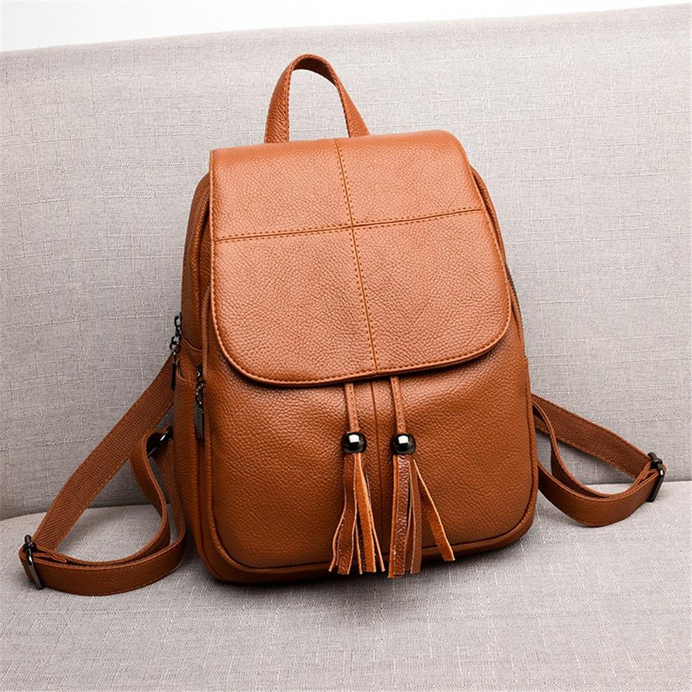 K202 Women's Fashion Backpack Tote Purse Satchel Bag PU Leather Handbags - Red