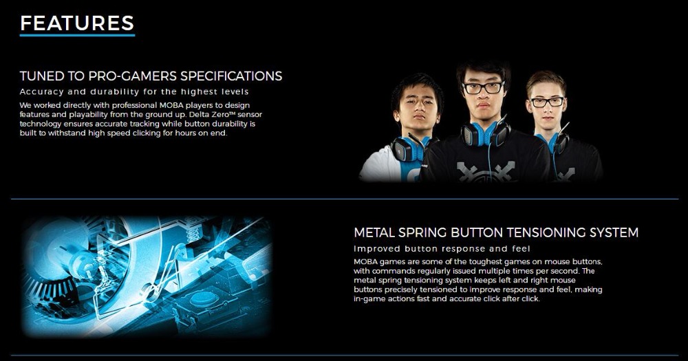 Logitech G302 Daedalus Prime MOBA Wired Optical Gaming Mouse Lightweight Design 4000 DPI For PC / Laptop - Black