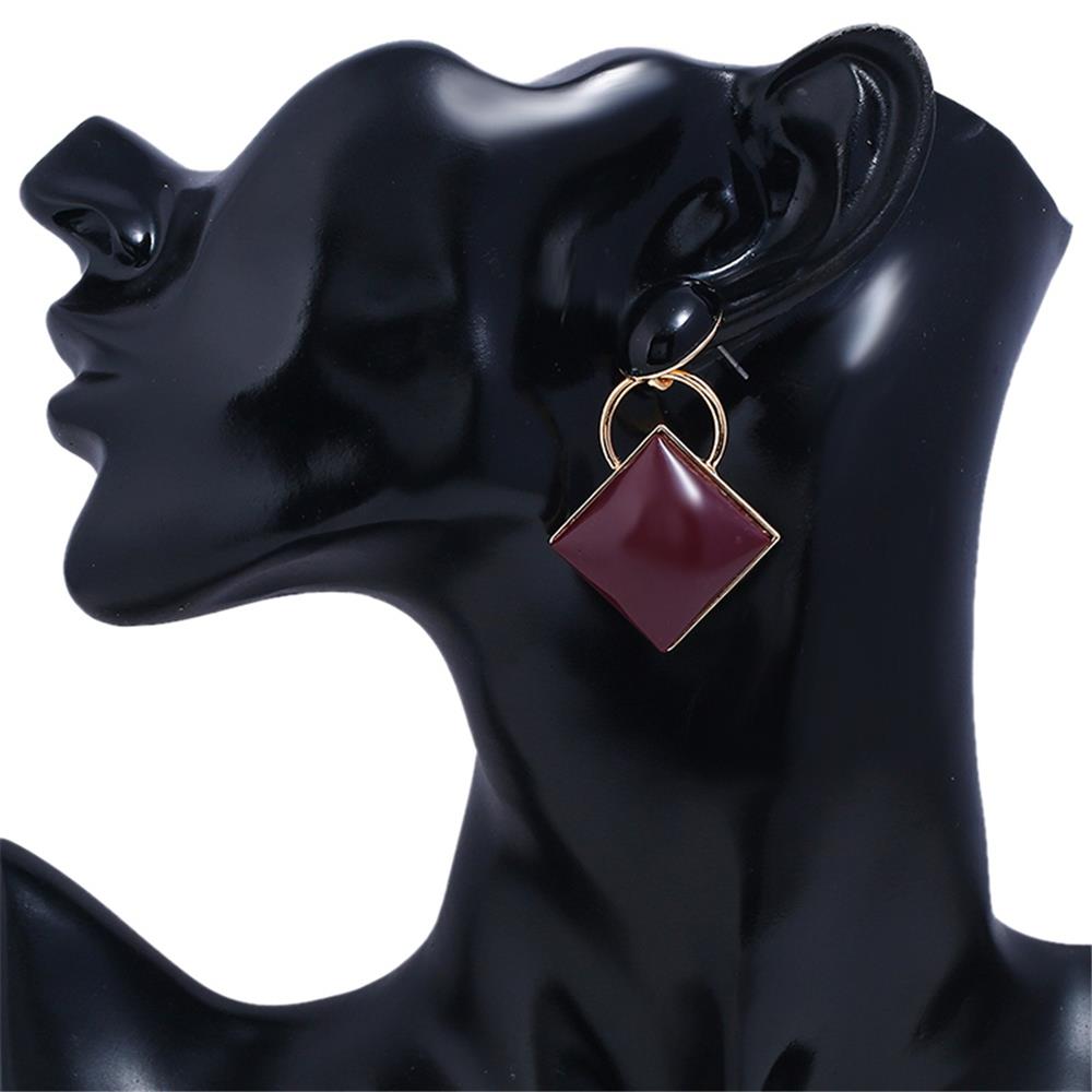 Women's Fashion Beautiful Stylish Jewelry Earrings Simple Geometric Shape Earrings Set - Red Wine