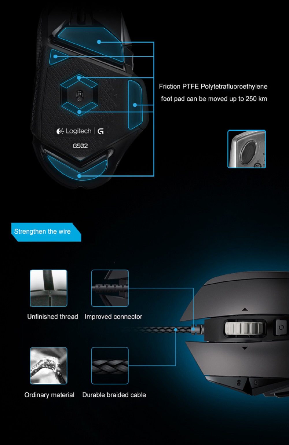 Logitech G502 Proteus Spectrum Wired Adaptive Gaming Mouse 12000DPI USB Computer Mouse For PC / Laptop - Black