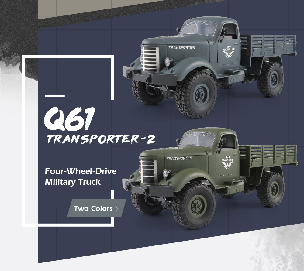 JJRC Q61 Transporter RC Car 2.4G 1:16 4WD Brushed Off-road Military Truck RTR - Army Green