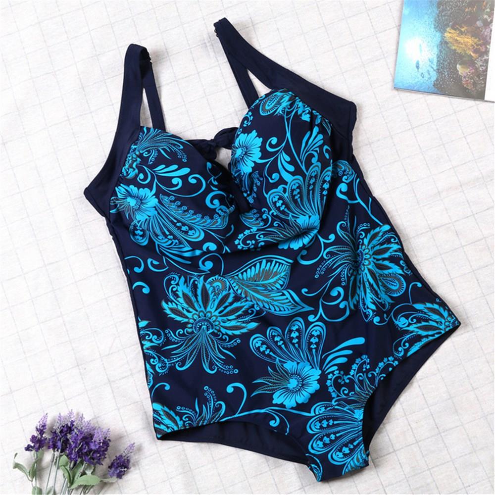 Women Sexy Fashion Comfortable Swimwear Big Size Swimsuit Plus Size 5XL - Blue