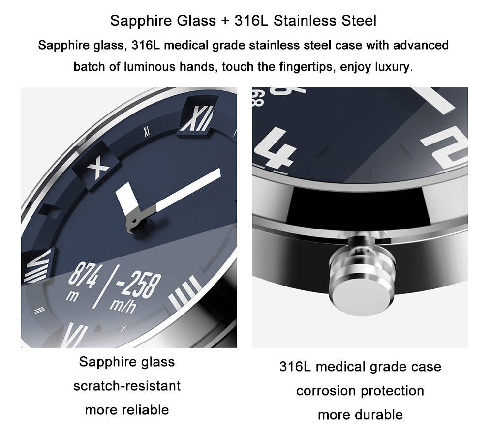 Lenovo Watch X Quartz Smartwatch 8ATM Water Resistant Milanese Strap Bluetooth 5.0 Sapphire Glass Heart Rate Monitor - Black