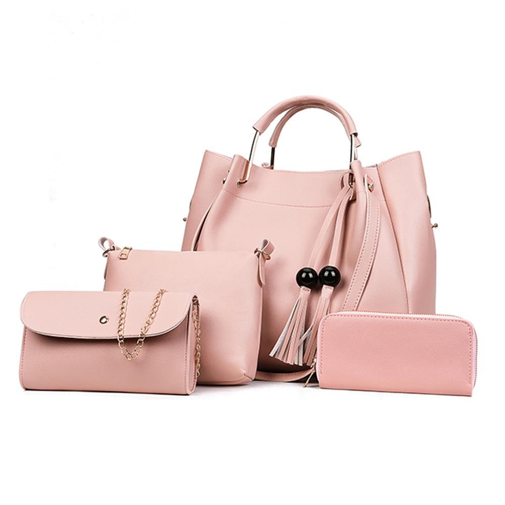 Fashion Toet Purse Satchel Bag PU Leather Women's Handbags - Pink