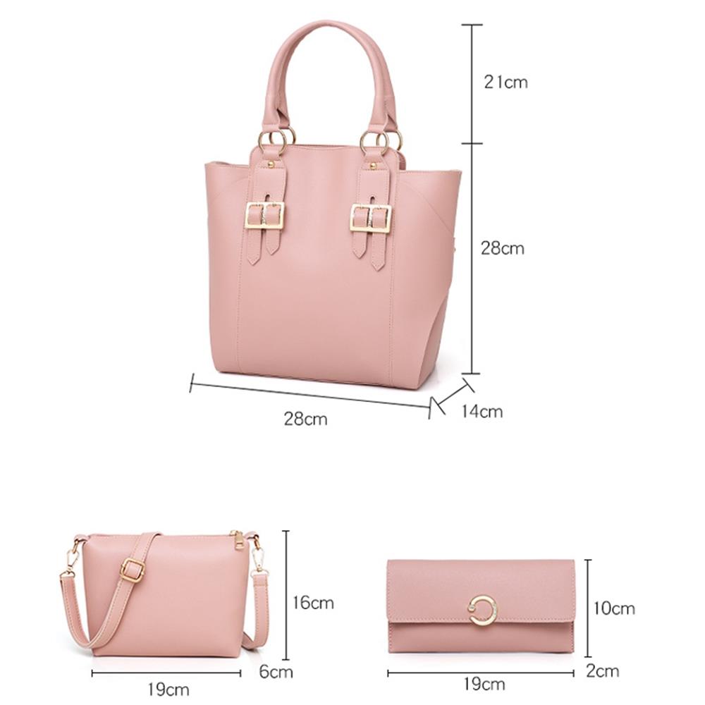 3pcs/Set Handbag Women Composite Bag PU Leather Shoulder Bag Large Capacity Handbag Purse Female Crossbody Bag -Brown