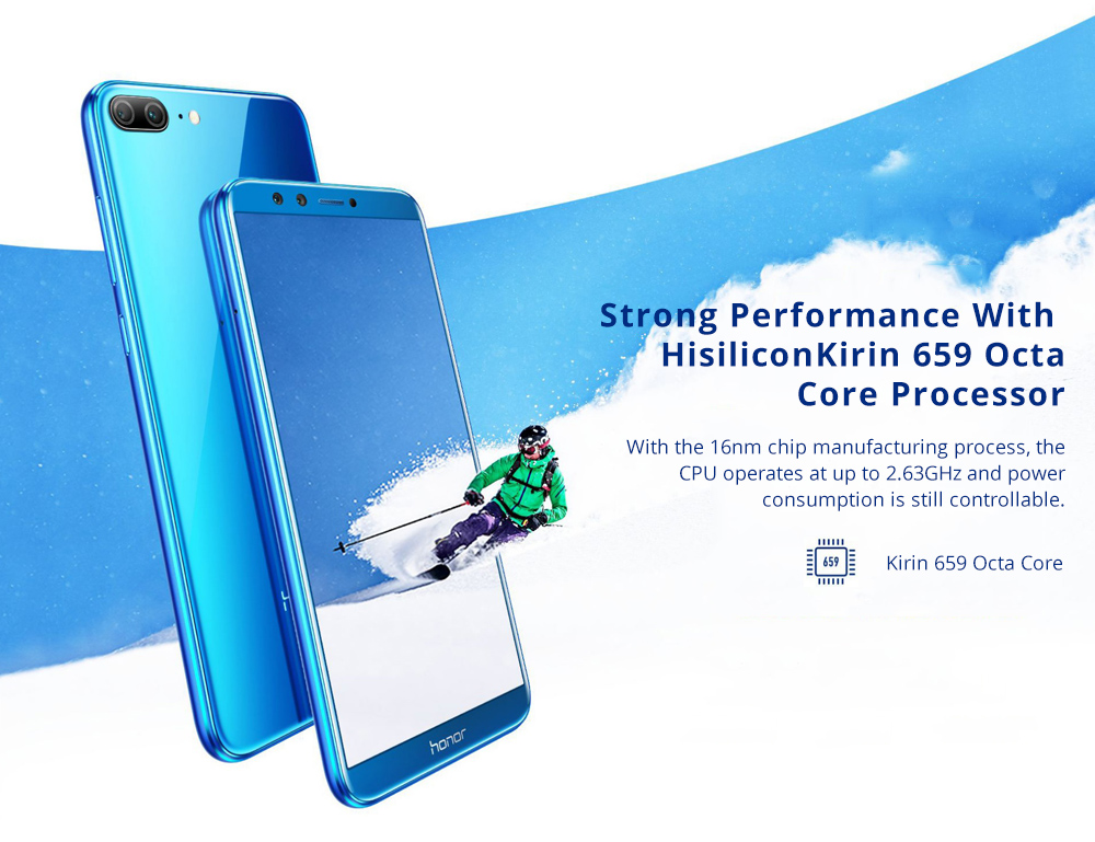 HUAWEI Honor 9 Lite 5.65 Inch Smartphone Kirin 659 3GB 32GB Dual 13MP Cameras Android 8.0 FHD+ Screen Touch ID - Black