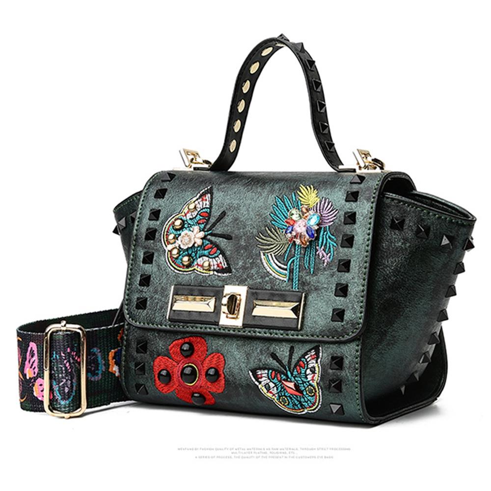 Fashion Tote Satchel Bag PU Leather Bag Women's Handbag Crossbody Bag-Green
