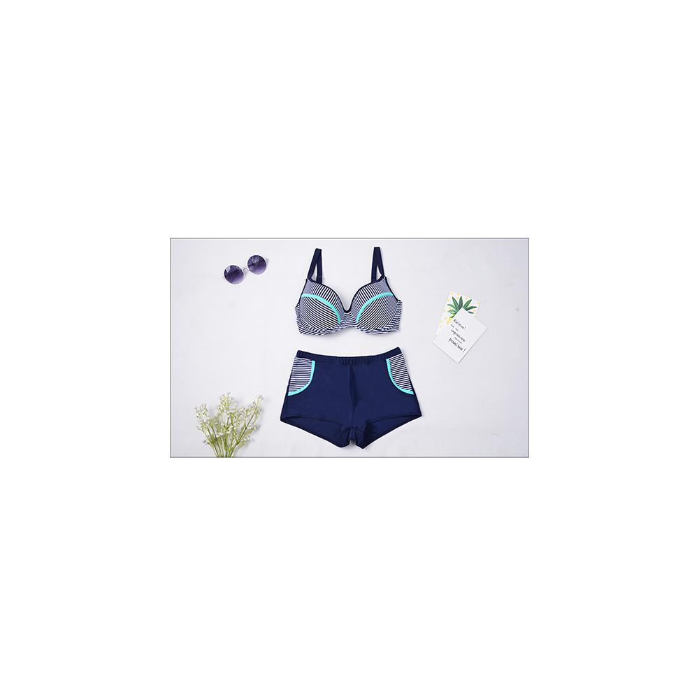 Women Sexy Fashion Comfortable Swimwear Big Size Swimsuit Plus Size L - Dark Blue