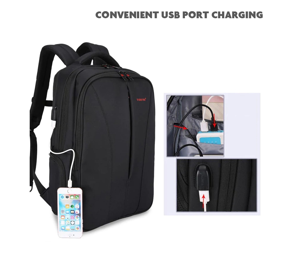 Tigernu B3220 25L Large Capacity Business Laptop Backpack Waterproof And Anti-theft With USB Charging Port For 15 Inch Laptop - Black