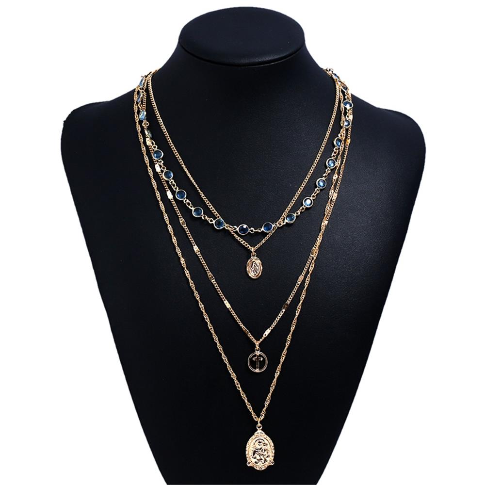 Female Stylish jewelry Multi-layer Shape Necklace for Women Pendant - Gold