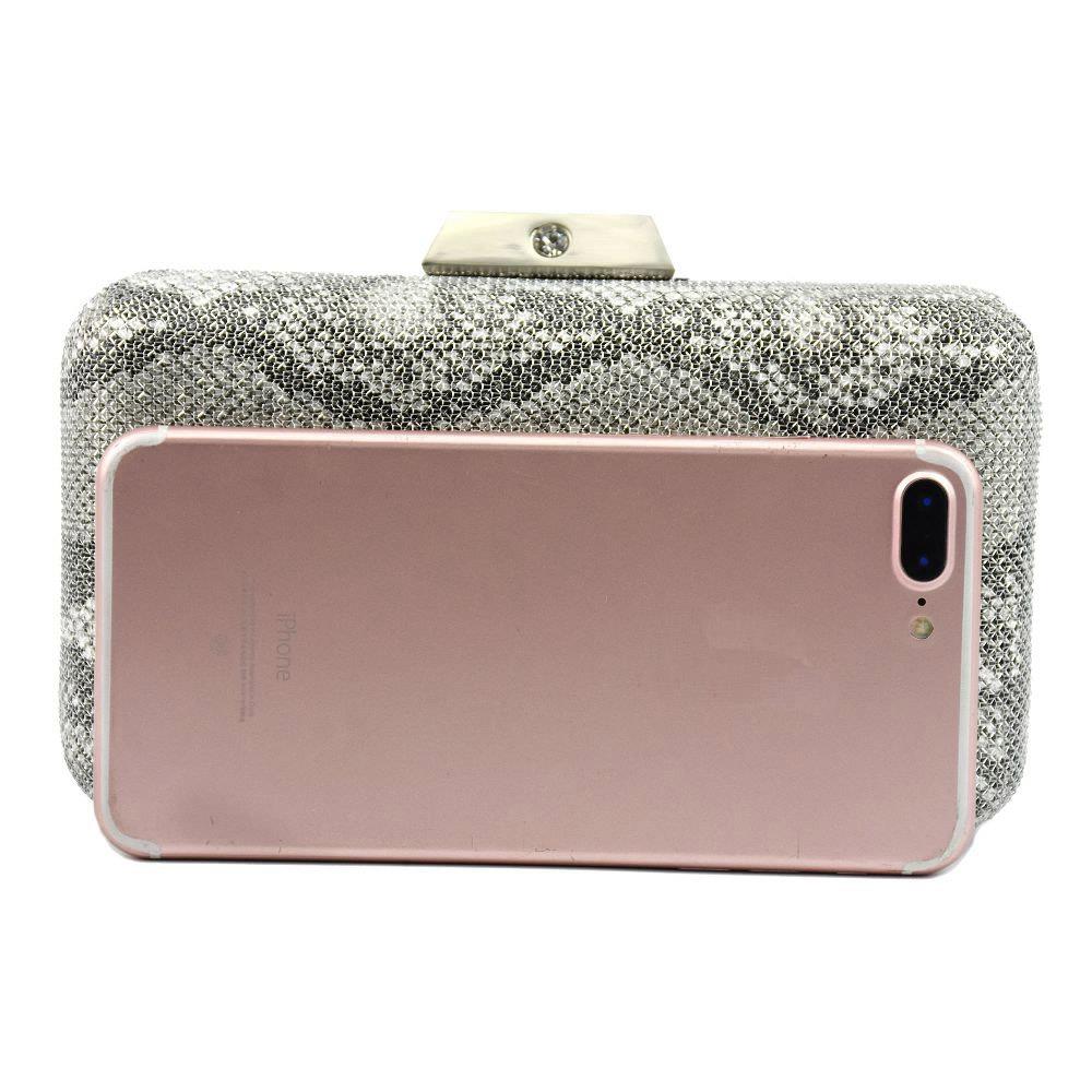 Women Satin Clutch Bag Evening Bridal Bag Wedding Fashion Prom Handbag - Silver