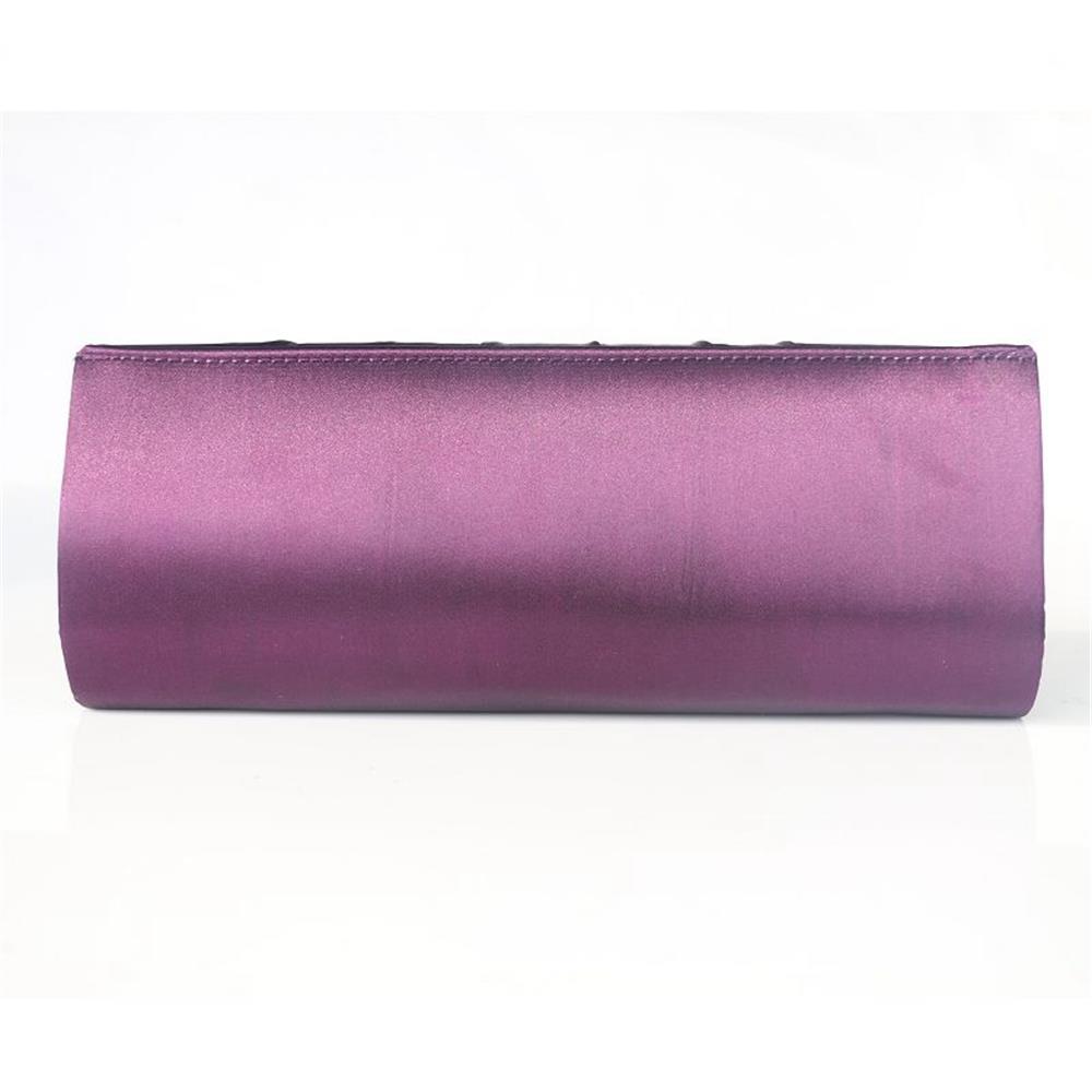 Women Satin Clutch Bag Evening Bridal Bag Wedding Fashion Prom Handbag - Purple