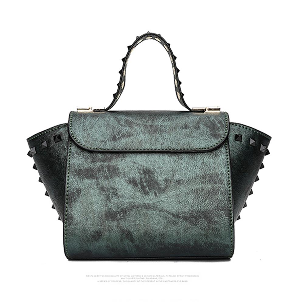 Fashion Tote Satchel Bag PU Leather Bag Women's Handbag Crossbody Bag-Green