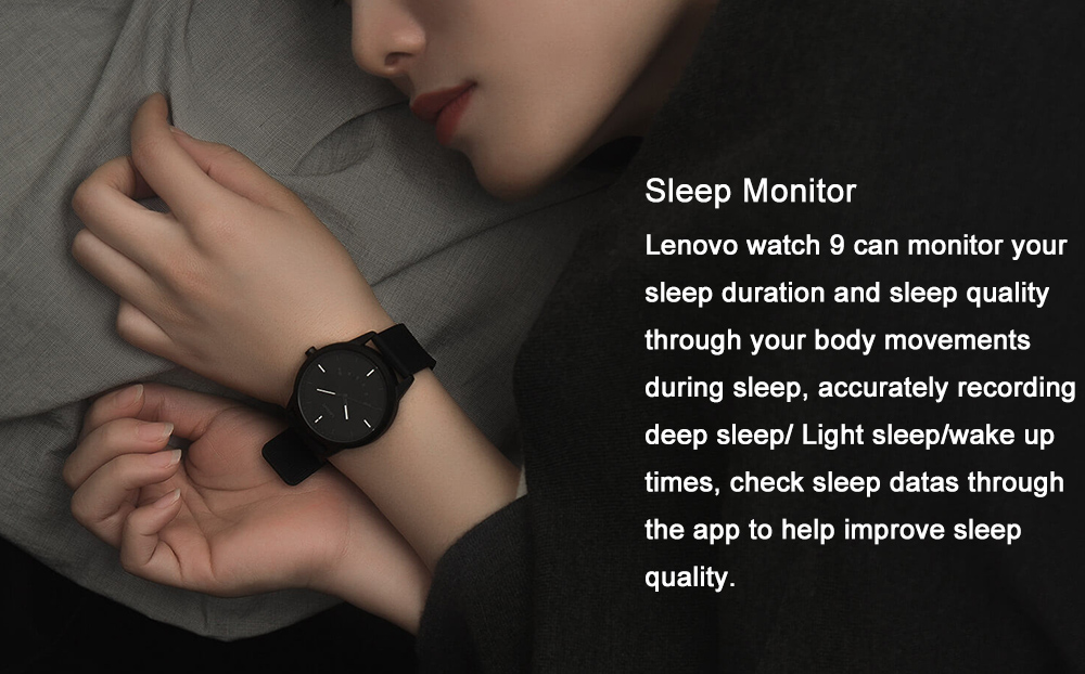 Lenovo Watch 9 Quartz Smartwatch 5ATM Water Resistant Bluetooth 5.0 Heart Rate Monitor Message Reminder - White