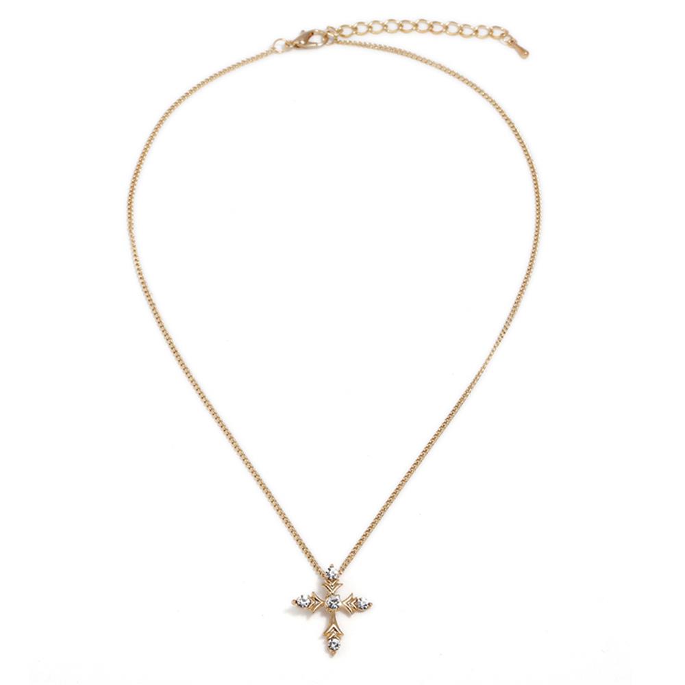 Female Stylish jewelry Cross Shape Necklace for Women Pendant - Gold