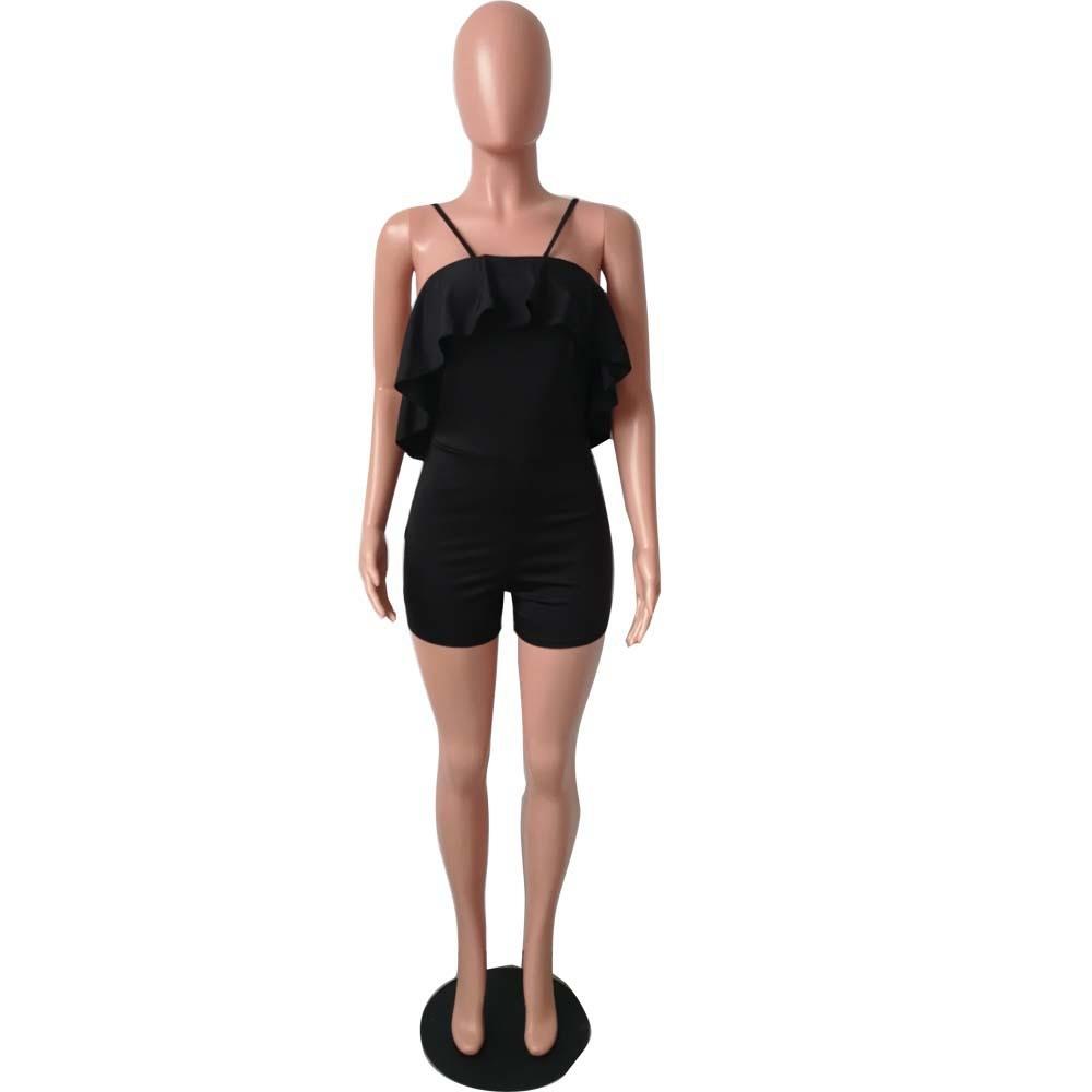 Women Tight Suspenders Strapless Dress Bodysuit for Evening Party Night Club Size L-Black