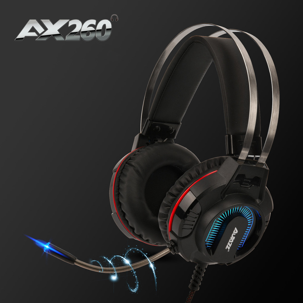 Ajazz AX260 Gaming Headset with Mic 3.5mm + USB Interface LED Glowing - Black