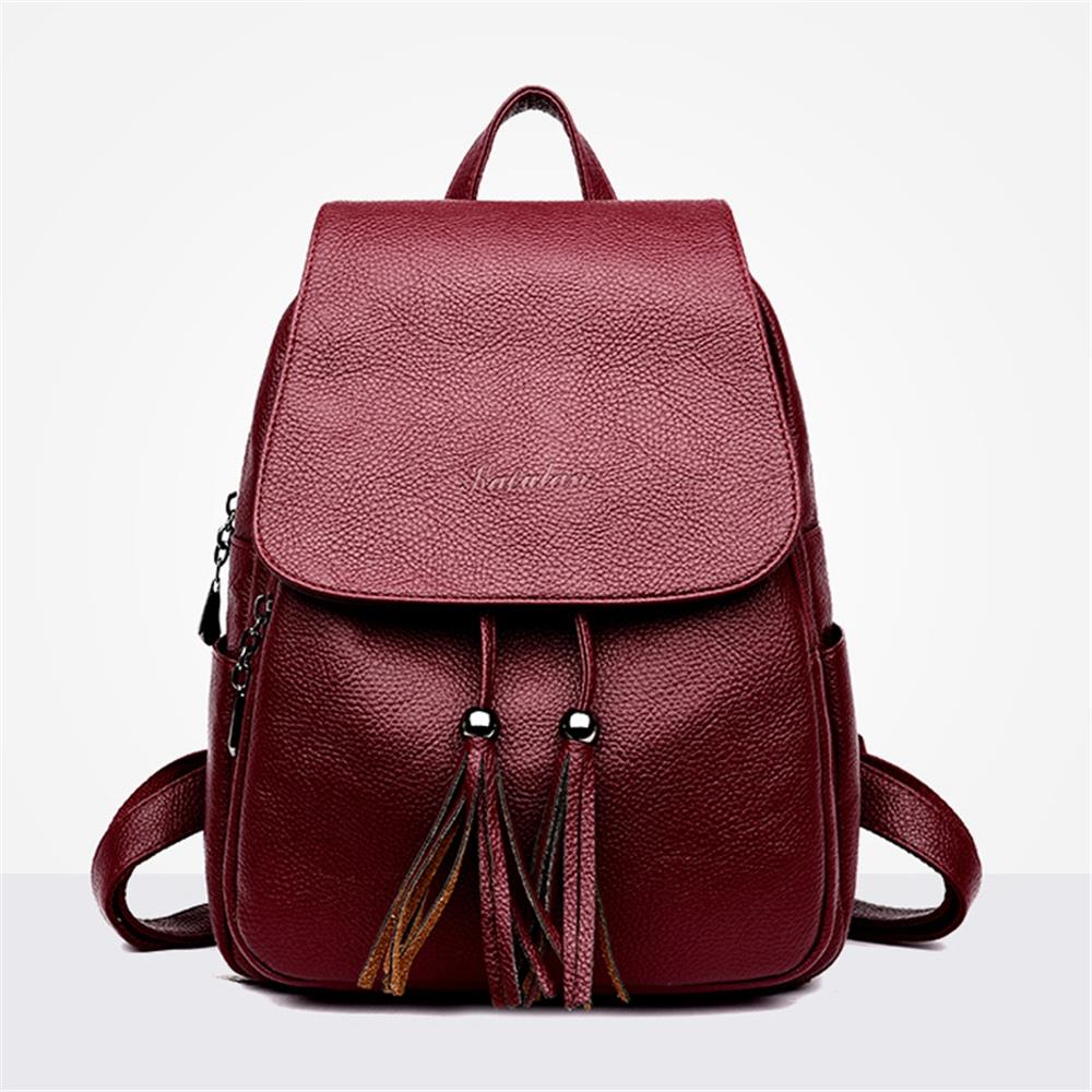 Fashion Women Backpack for Teenage Girls Female School Shoulder Bag Casual Rucksack Travel Daypack-Red