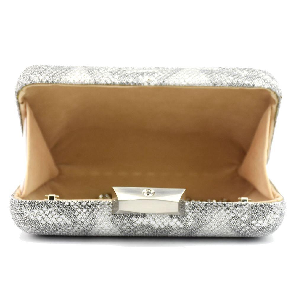 Women Satin Clutch Bag Evening Bridal Bag Wedding Fashion Prom Handbag - Silver