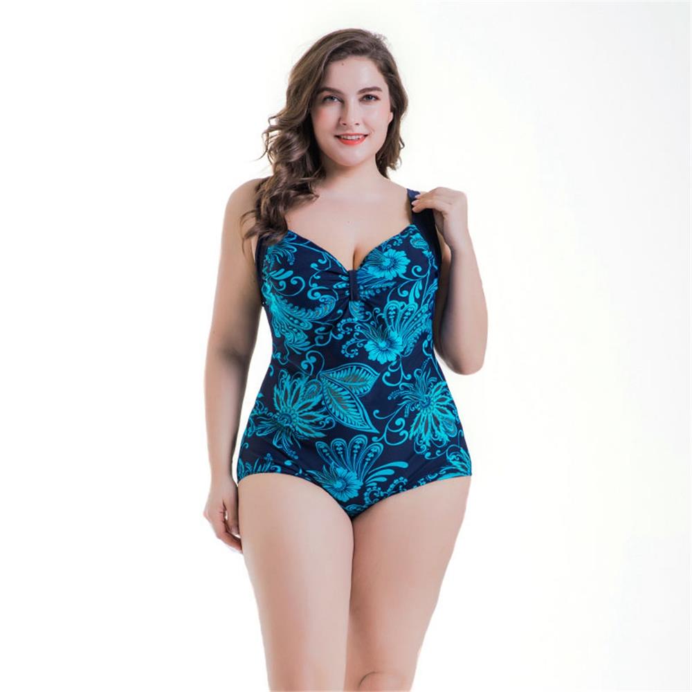 Women Sexy Fashion Comfortable Swimwear Big Size Swimsuit Plus Size 5XL - Blue