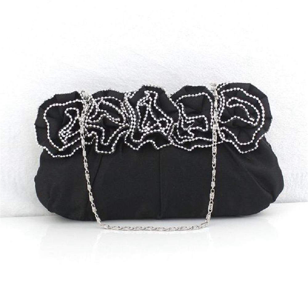 Women's Rhinestone Clutch Bag Evening Bridal Bag Wedding Fashion Prom Handbag - Black