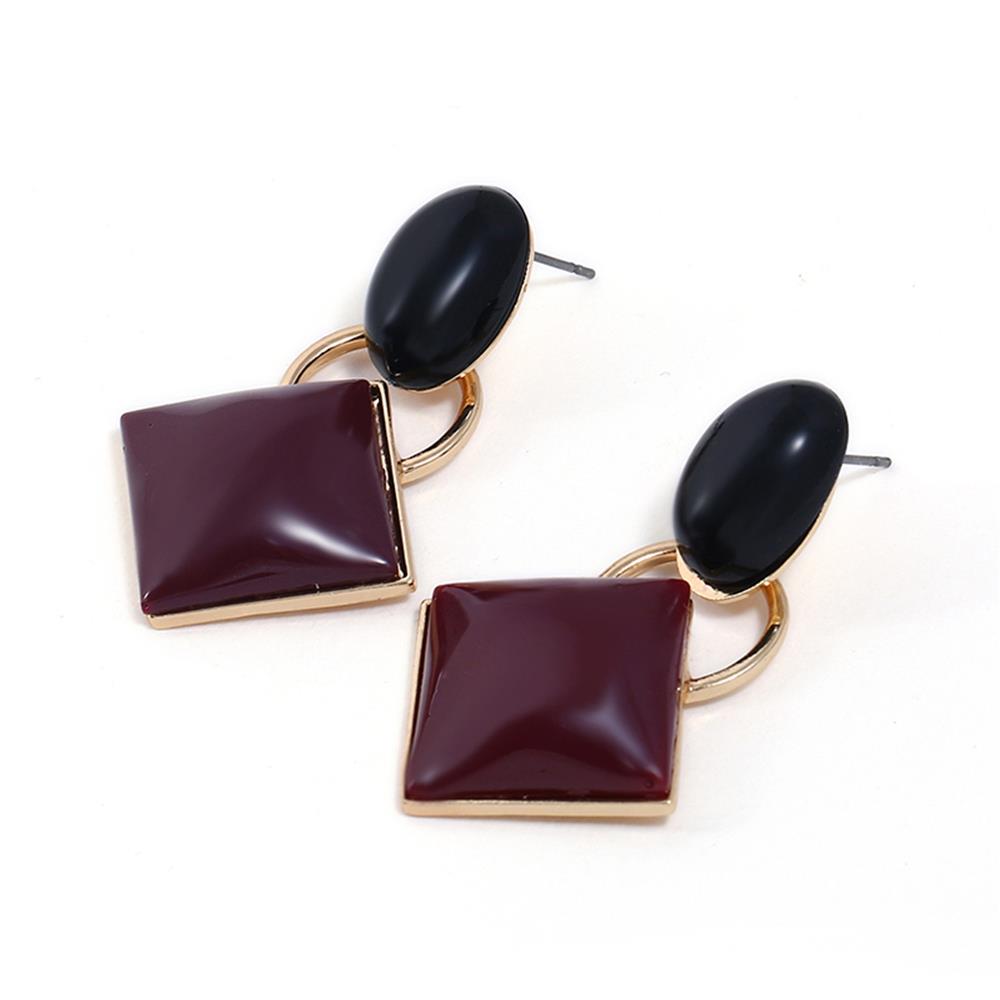 Women's Fashion Beautiful Stylish Jewelry Earrings Simple Geometric Shape Earrings Set - Red Wine