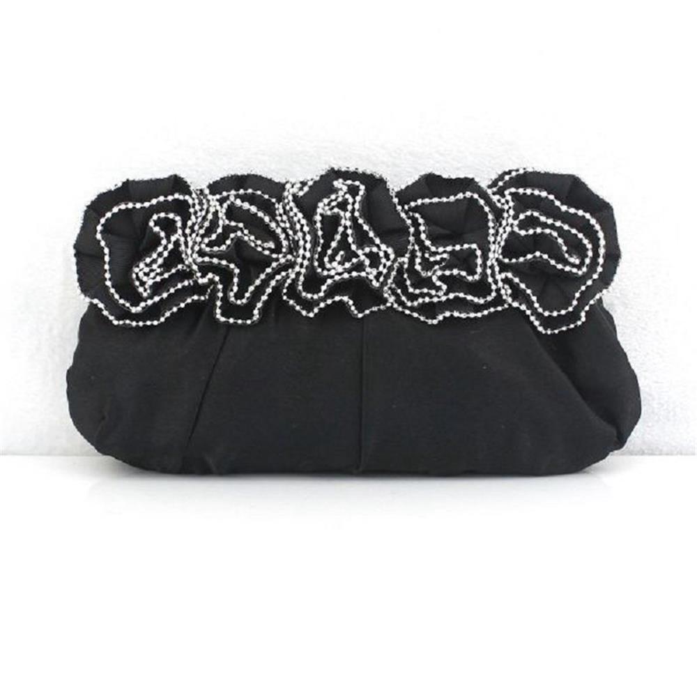 Women's Rhinestone Clutch Bag Evening Bridal Bag Wedding Fashion Prom Handbag - Black