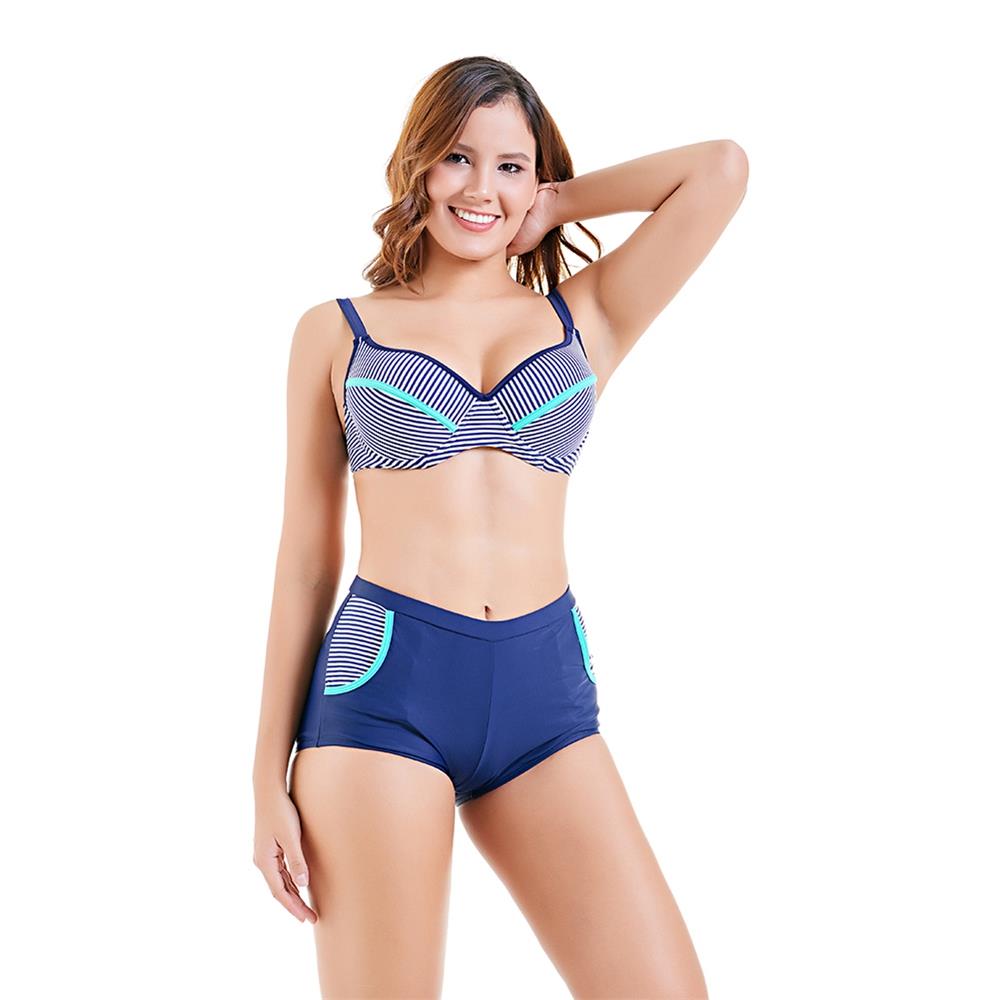 Women Sexy Fashion Comfortable Swimwear Big Size Swimsuit Plus Size L - Dark Blue