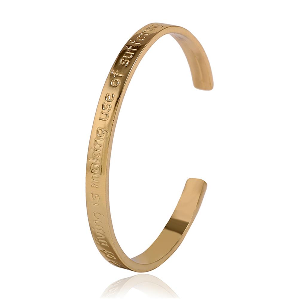 Women's Fashion Beautiful Stylish Simple Style Retro Open Hand Jewelry Bracelet - Gold