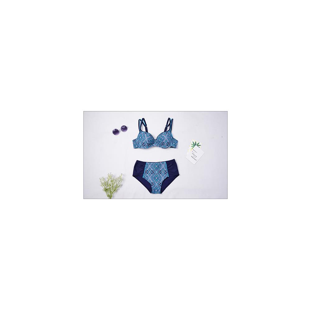 Women's Sexy Fashion Comfortable Swimwear Big Size Swimsuit High Waist Bikini Plus Size XXL - Lake Green
