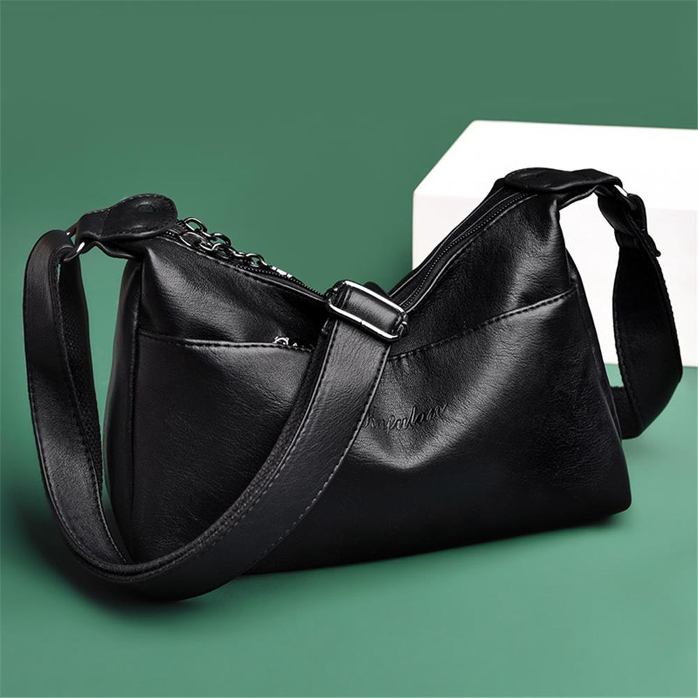 Women Soft PU Leather Bag Fashion Messenger Bag Female Tote Crossbody Bag-Purple