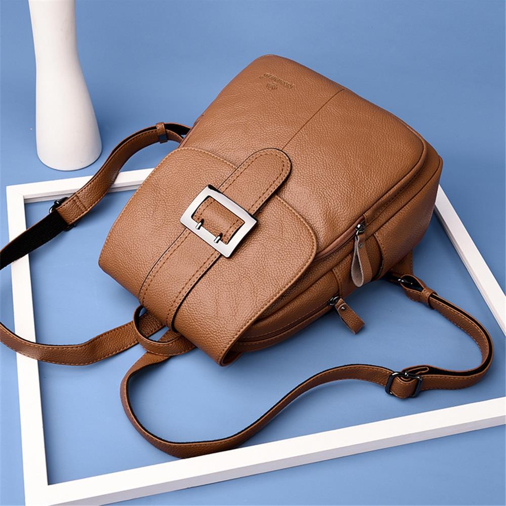 K205 Women's Fashion Backpack Tote Purse Satchel Bag PU Leather Handbags - Red