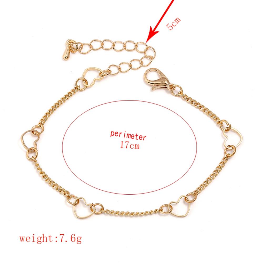 Women's Fashion Beautiful Stylish Simple Style Heart-shaped Circle Hand Jewelry Bracelet - Gold